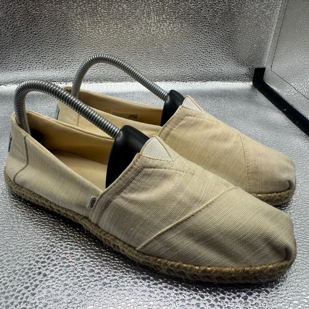 Size 8.5 TOMS Alpargata Espadrille Women Cream Canvas Slip On Flats 10017850